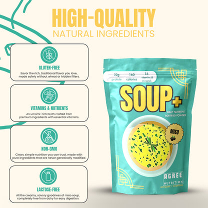 Miso Flavor - 10 servings SOUP+ Plus savory and fortified with protein and nutrients
