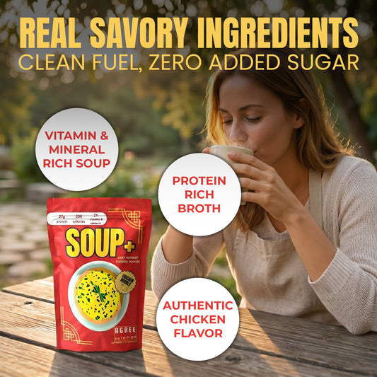Chicken Soup Flavor - 10 servings SOUP+ Plus savory and fortified with protein and nutrients ()