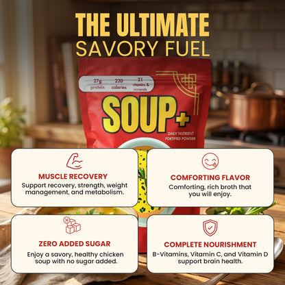 Chicken Soup Flavor - 10 servings SOUP+ Plus savory and fortified with protein and nutrients ()