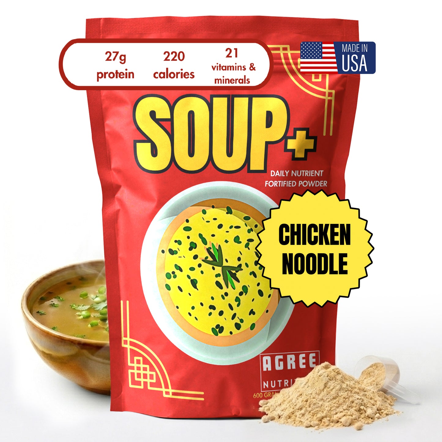 Chicken Soup Flavor - 10 servings SOUP+ Plus savory and fortified with protein and nutrients ()
