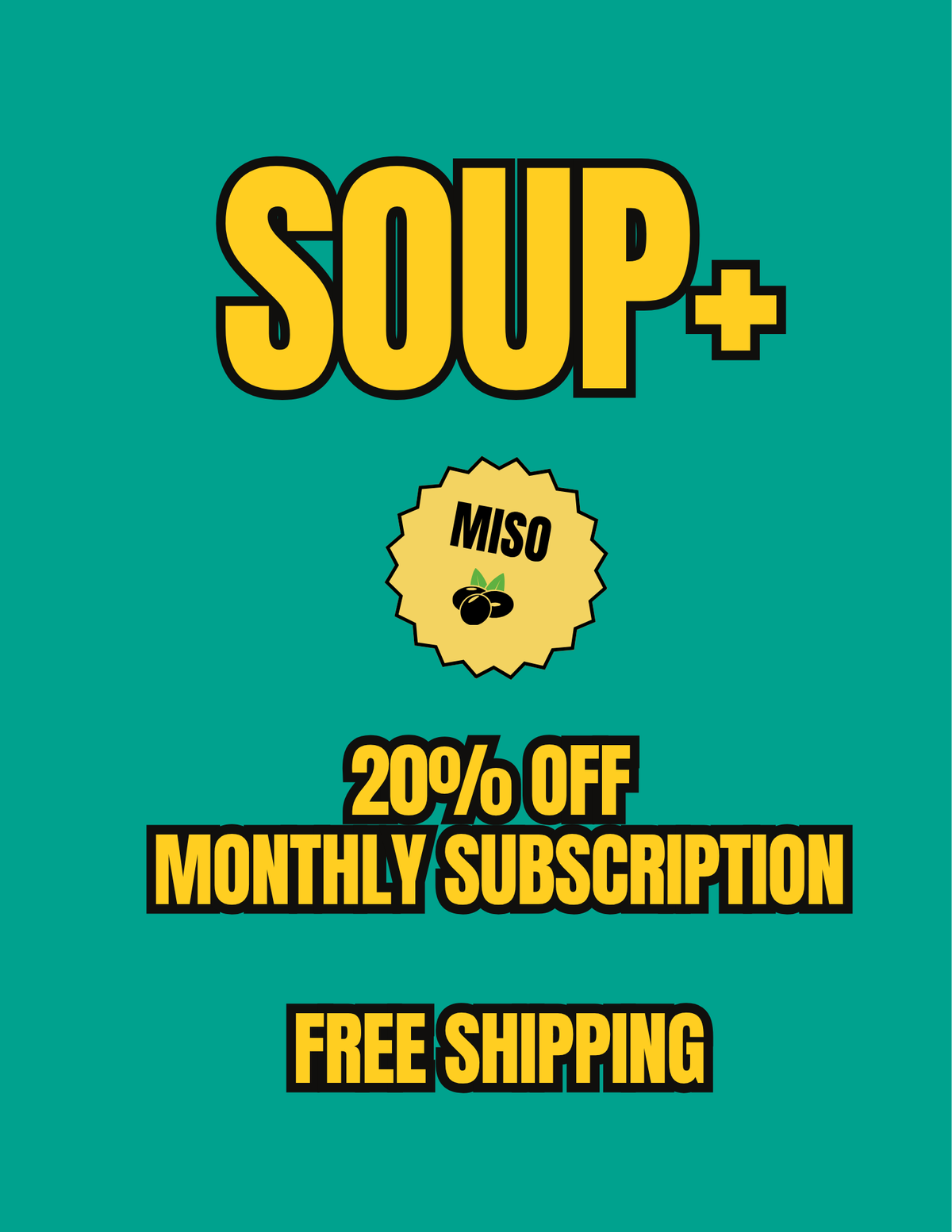 Monthly Subscription Miso Flavor - 10 servings SOUP+ Plus savory and fortified with protein and nutrients (Copy)